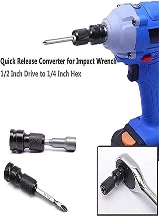 UPTODATETOOLS 2Pcs Universal Adaptive Wrench Adapter Socket Ratchet Torque Wrench Adapter 1/2 Inch Square To 1/4 Inch Hex Ratchet Socket Converter - Image 4
